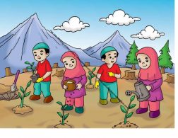 Gambar (60) Menanam Tumbuhan di Lahan Kritis Agar Kembali Hijau