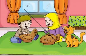 Gambar (7) Rajin Menabung Uang di Celengan