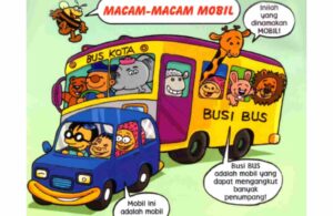 Ilustrasi Seri Anak Cerdas Macam-macam Mobil: Mobil Keluarga dan Bus Kota untuk belajar Alat Transportasi Anak PAUD TK
