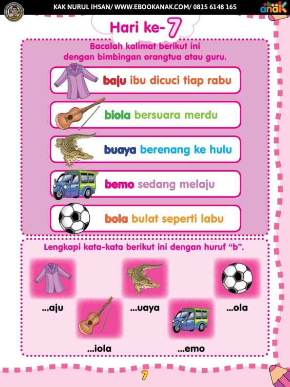 Hari Ke-7 Membaca Kalimat Sederhana Berawalan B (7)