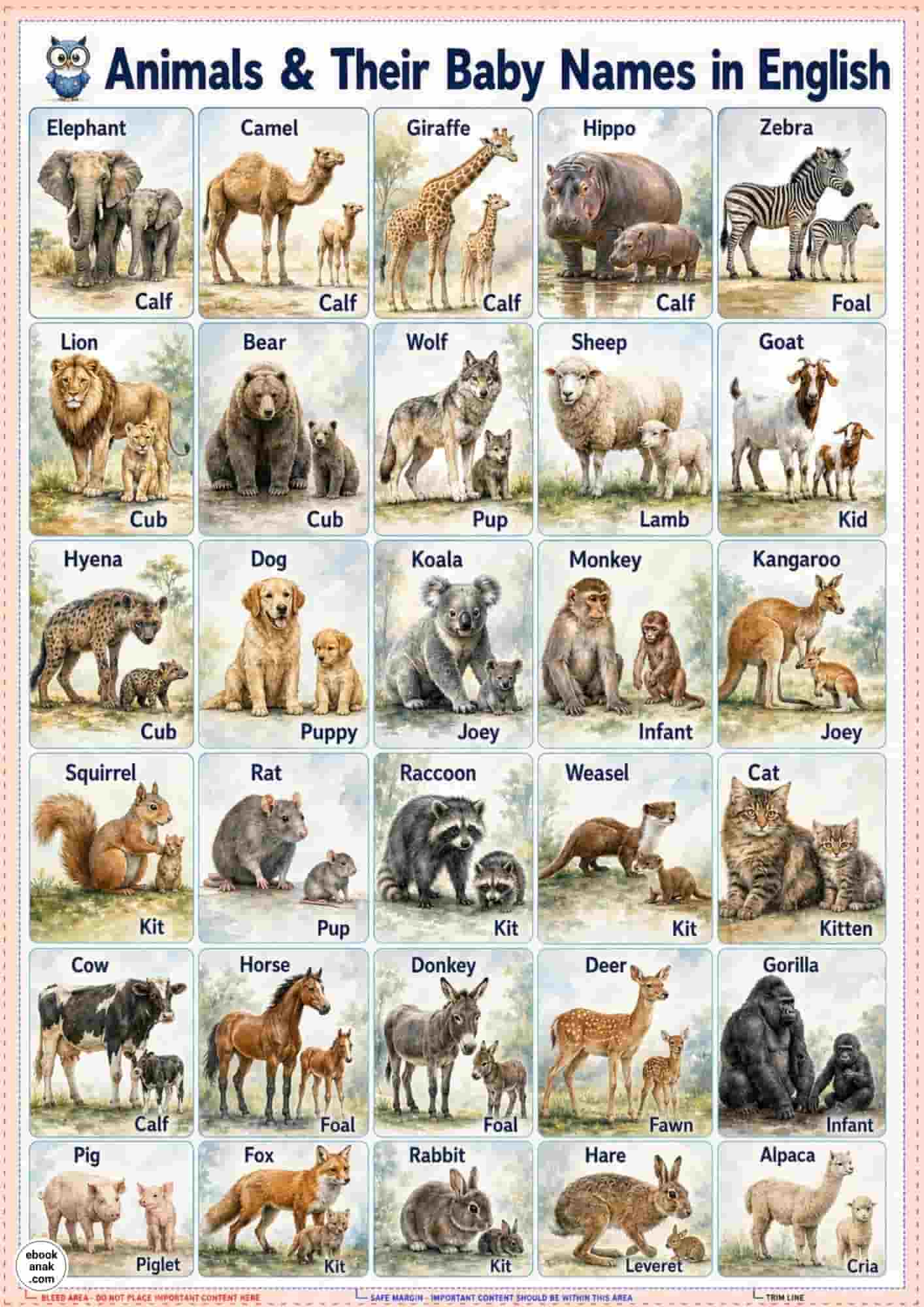Poster Animals & Their Baby Names in English (1)