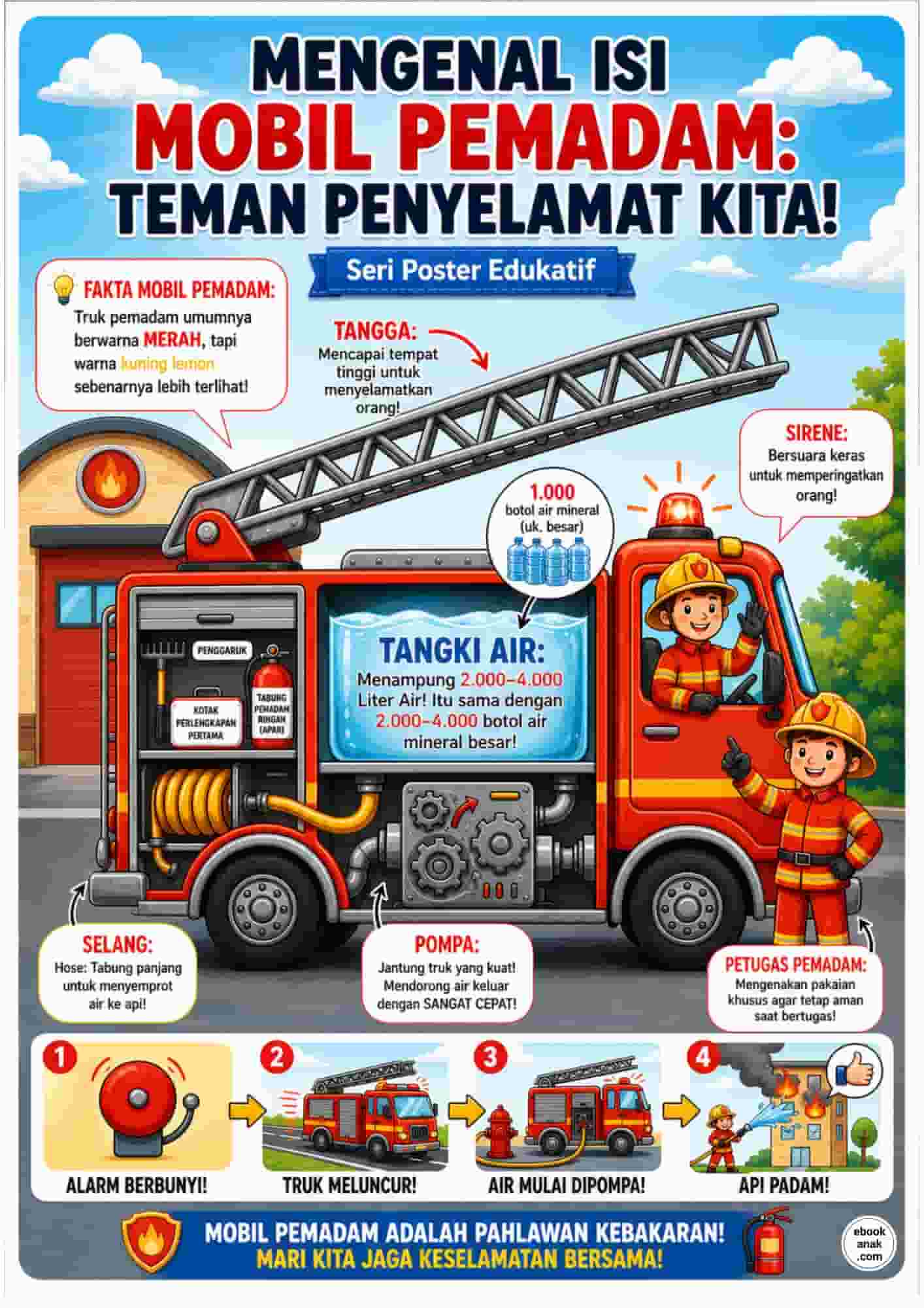 Poster Mengenal Isi Mobil Pemadam Kebakaran Teman Penyelamat Kita (1)