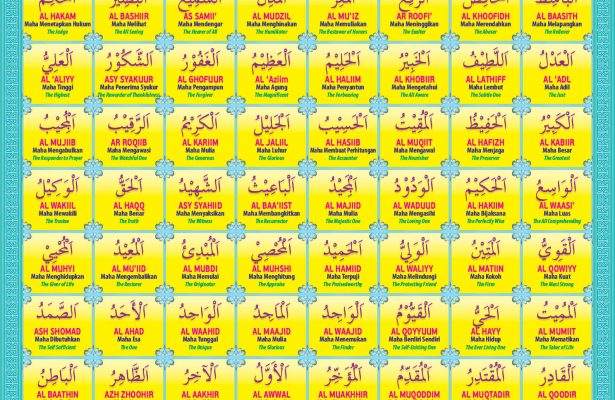 Poster Pintar 99 Asmaul Husna Bilingual (ebookanak.com; Kak Nurul Ihsan)