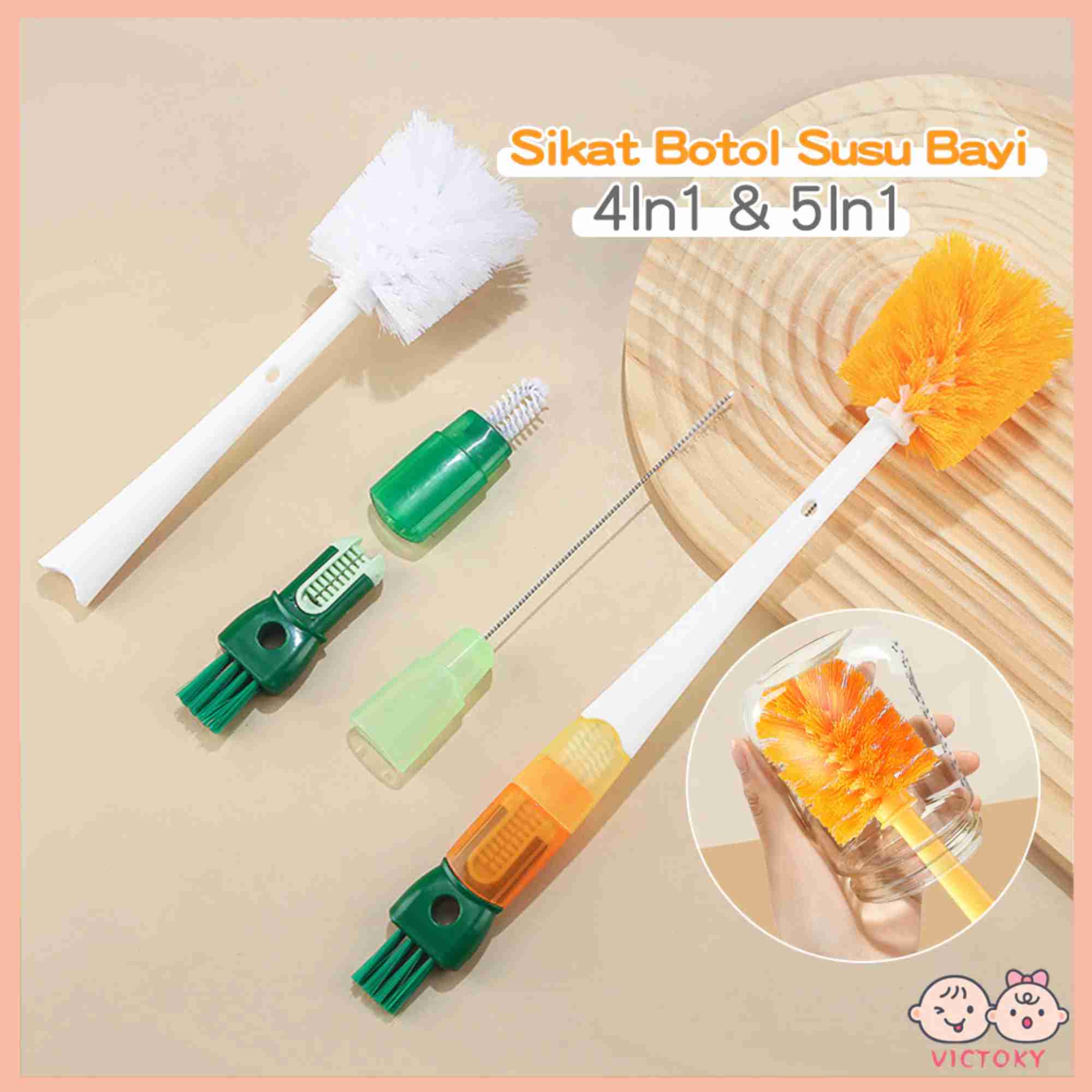 VICTOKY Sikat Pembersih Botol Multifungsi / Sikat Botol Susu Bayi 4in1 & 5in1