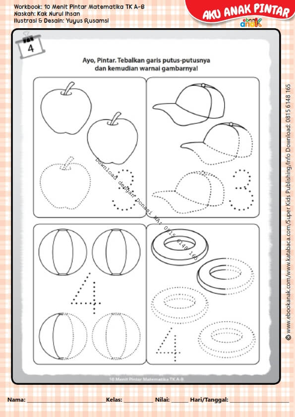 Workbook 10 Menit Pintar Matematika TK A-B, Mengenal Angka 1-10 (7)
