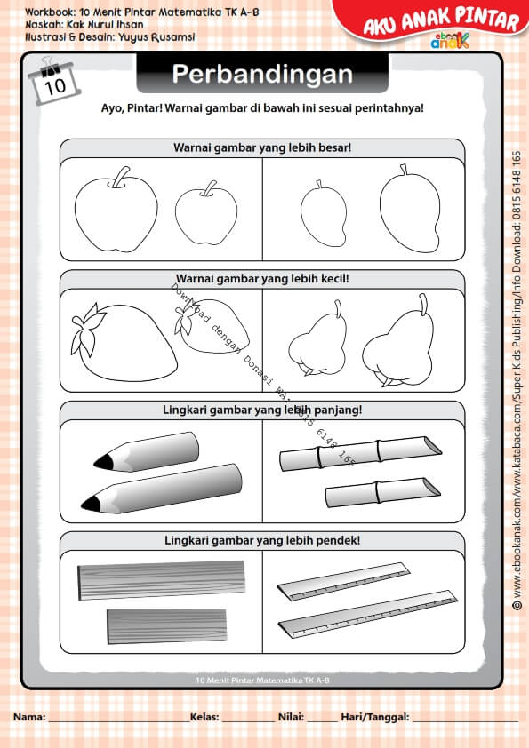 Workbook 10 Menit Pintar Matematika TK A-B, Perbandingan (13)