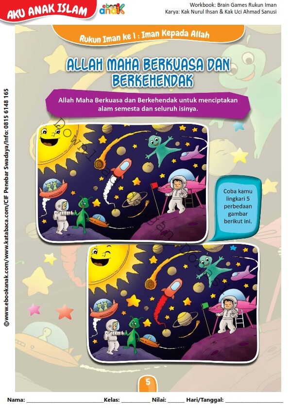 Workbook Brain Games Rukun Iman, Allah Maha Berkuasa dan Berkehendak (6)