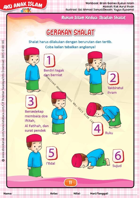 Workbook Brain Games Rukun Islam, Gerakan Shalat (12)