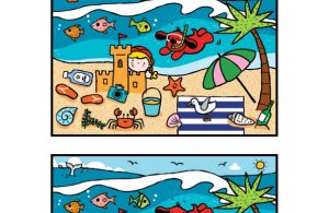 Worksheet Mencari Perbedaan Gambar Bermain di Pantai 3