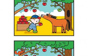 Worksheet Mencari Perbedaan Gambar Memberi Makan Kuda 4