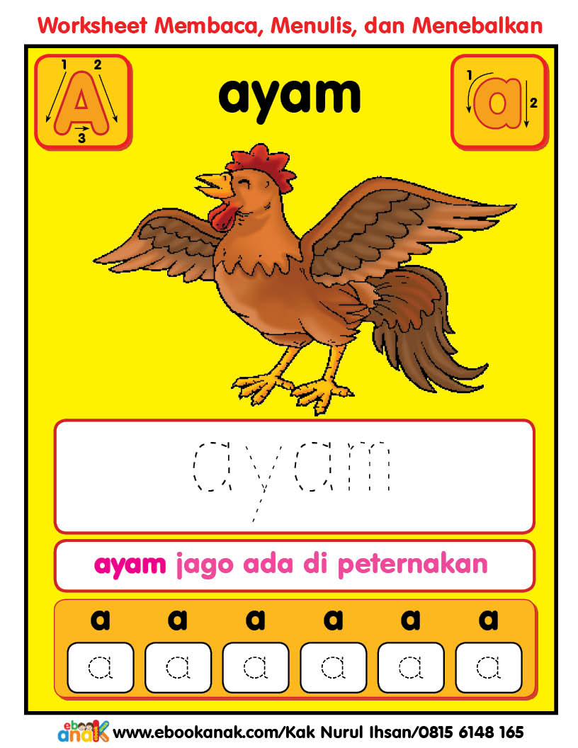 Worksheets Alphabet Aa Ayam