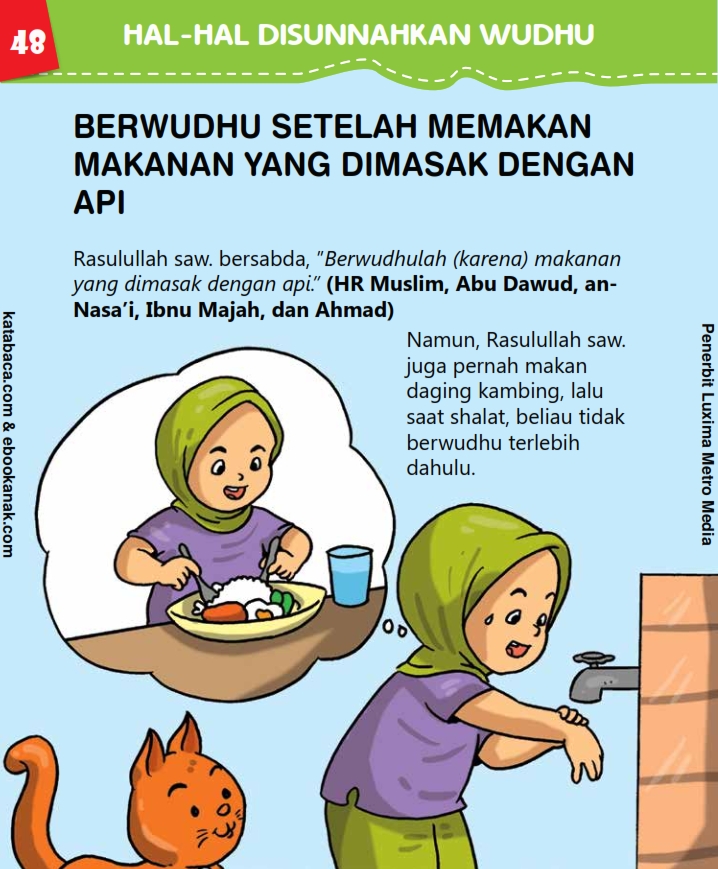 baca buku anak online, fiqih islam jilid 2_052 Apakah Rasulullah Berwudhu setelah Makan Daging Kambing