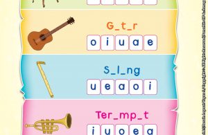 baca buku online brain games calistung19 Melengkapi Nama-Nama Alat Musik dan Mewarnainya