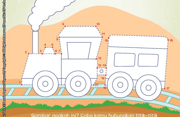 baca buku online brain games calistung48 Menghubungkan Titik-Titik Angka 1-20 dan Mewarnai Kereta Api