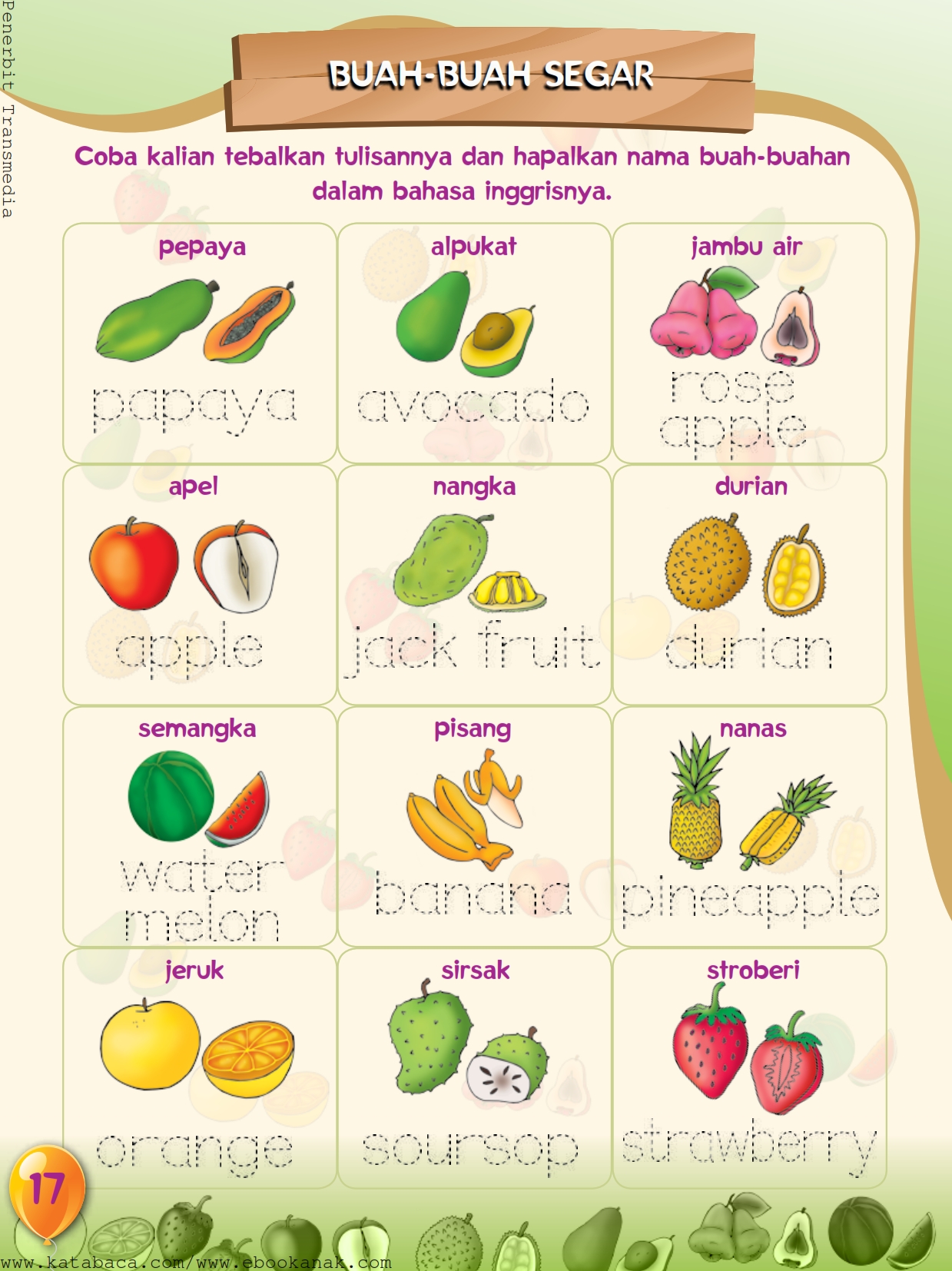 baca buku online buku aktivitas anak jenius TK A B 020 belajar mengenal buah buahan
