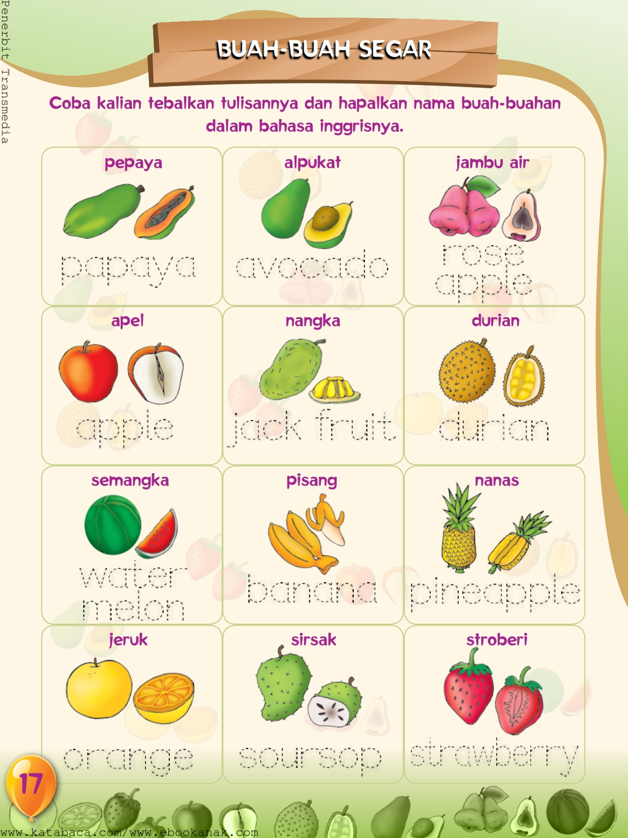 Belajar Mengenal Buah  Buahan dalam Bahasa  Inggris  Ebook Anak