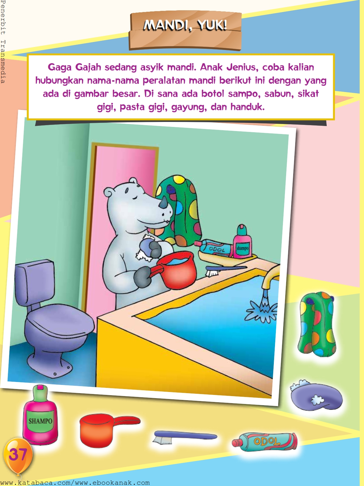 baca buku online, buku aktivitas anak jenius TK A B_040 mengenal peralatan mandi