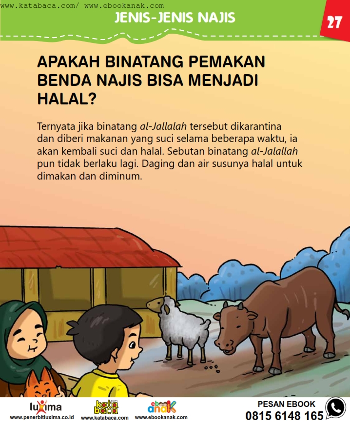 baca buku online, fiqih islam bergambar jilid 1_031 Cara Agar Binatang Pemakan Benda Najis Menjadi Halal