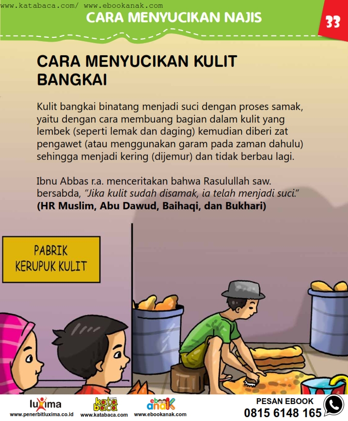 baca buku online, fiqih islam bergambar jilid 1_037 Bagaimana Cara Menyucikan Kulit Bangkai